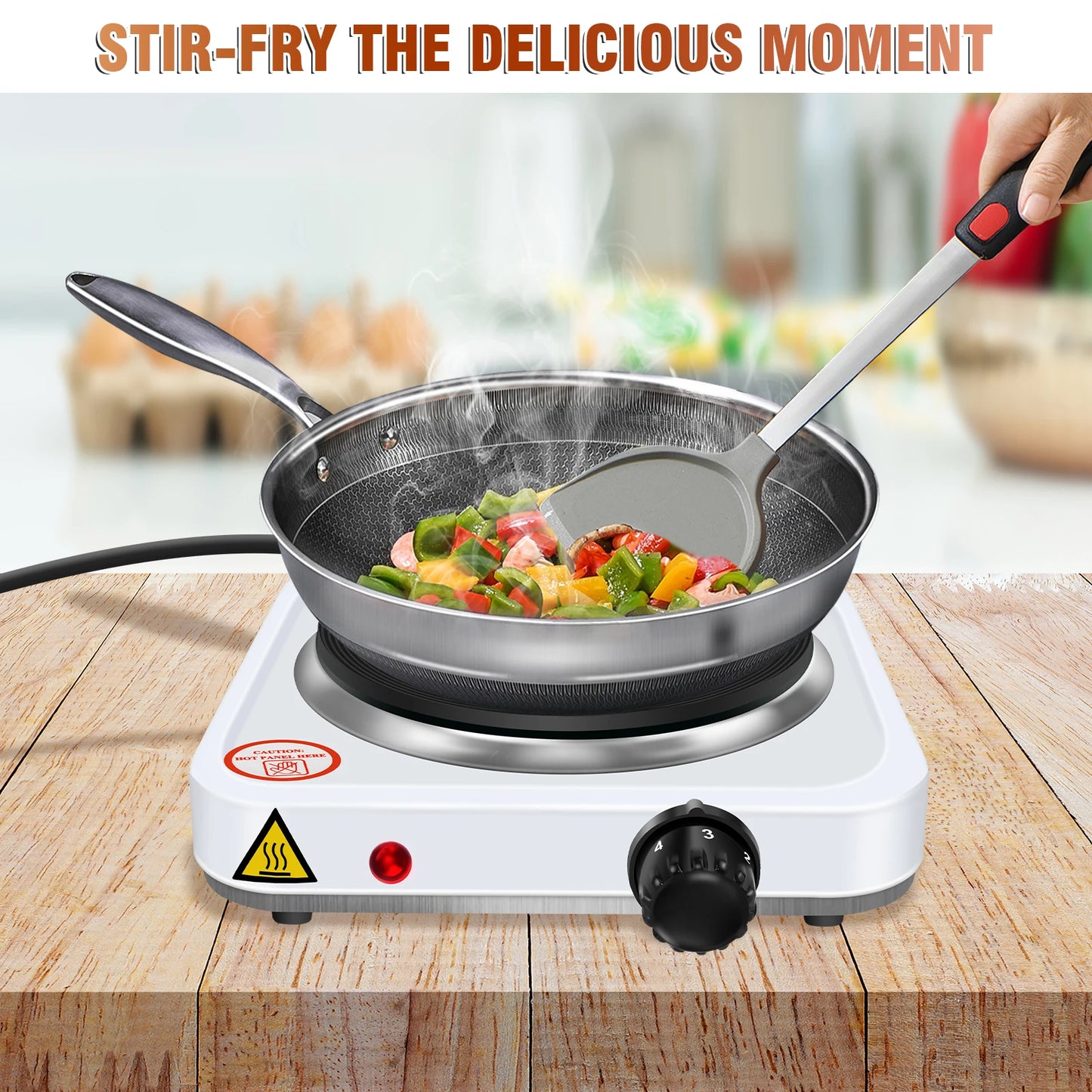 1000W Electric Hot Plate ,5-Gear Single Hot Plate Portable Kitchen Table Top Cooker, for Cooking, Boiling, Stir-Fry,Frying