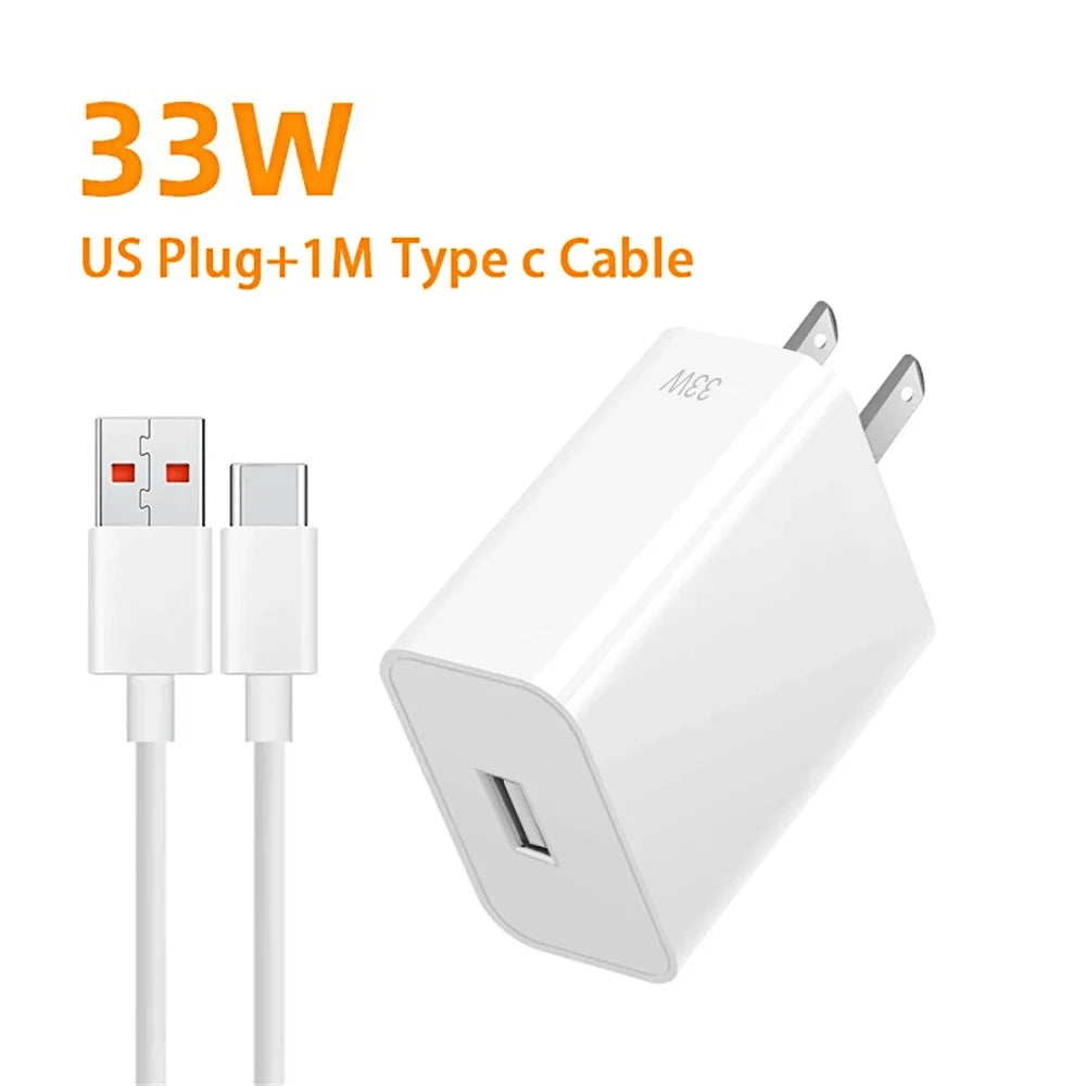 PD 33W Charger Supervooc Fast Charging Phone Charger For Xiaomi OPPO OnePlus realme USB Turbo Quick Charge Adapter Type C Cable