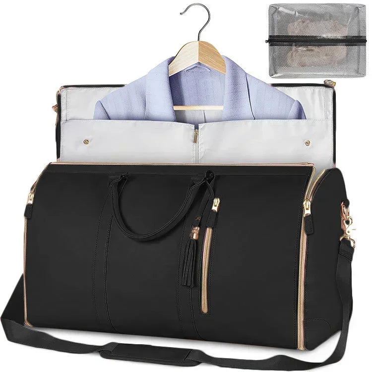 Foldable Women's Travel Convenient Carry-on Clothing Bag Large PU Leather Duffel Bag Women's Business Travel Bag