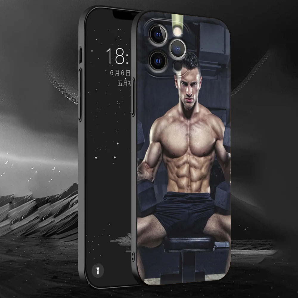 Sexy muscular man Phone Case For iPhone 13 15 14 12 11 Pro MAX XR X SE XS 7 8 Plus Luxury iPhone13 Fundas Soft Silicone Cover