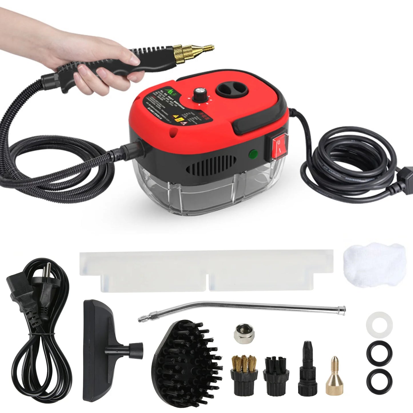 2500W Steam Cleaner High Pressure＆Temperature 105°C 3BAR Fast Heating 6-Speed 900ml Tank for Home/Car/Kitchen/Bathroom Cleaning