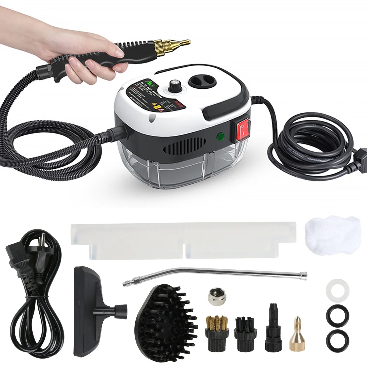 2500W Steam Cleaner High Pressure＆Temperature 105°C 3BAR Fast Heating 6-Speed 900ml Tank for Home/Car/Kitchen/Bathroom Cleaning