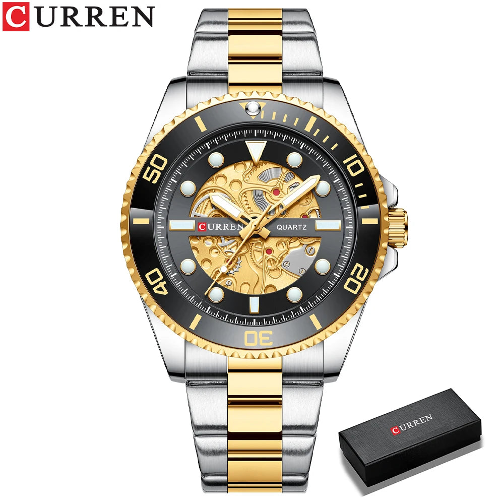 CURREN Fashion Mens Stainless Steel Watches Luxury Men Sports Quartz Wrist Watch Male Business Casual Watch relogio masculino