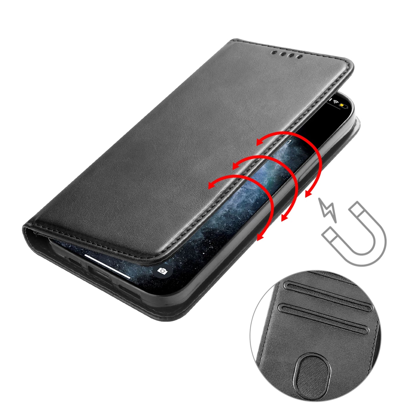 Redmi 13C 12C 10C 9C 9A Magnetic Phone Case for Xiaomi Redmi Note 13 12 11 10 9 8 Pro Plus 13R 12S 11S Cases Leather Flip Cover