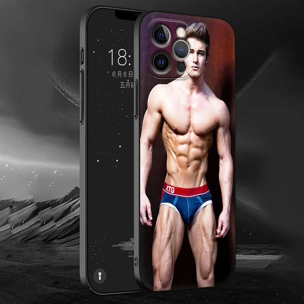 Sexy muscular man Phone Case For iPhone 13 15 14 12 11 Pro MAX XR X SE XS 7 8 Plus Luxury iPhone13 Fundas Soft Silicone Cover