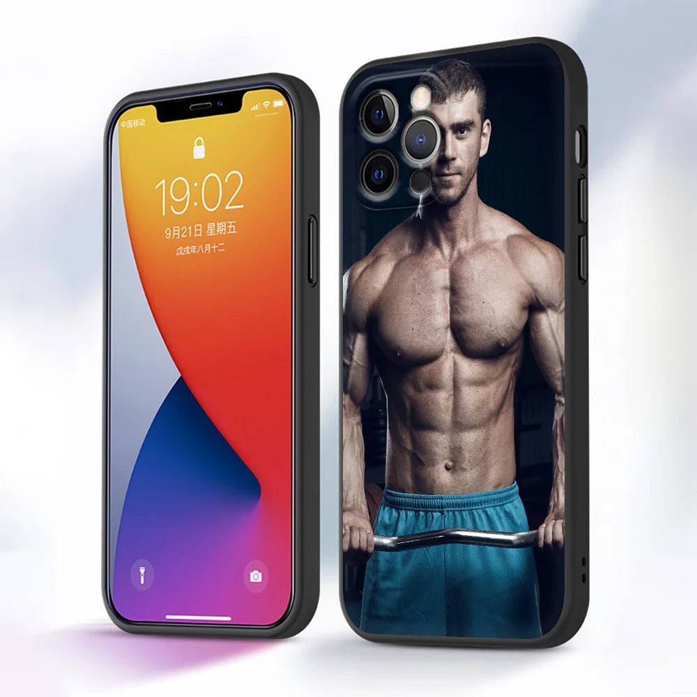 Sexy muscular man Phone Case For iPhone 13 15 14 12 11 Pro MAX XR X SE XS 7 8 Plus Luxury iPhone13 Fundas Soft Silicone Cover