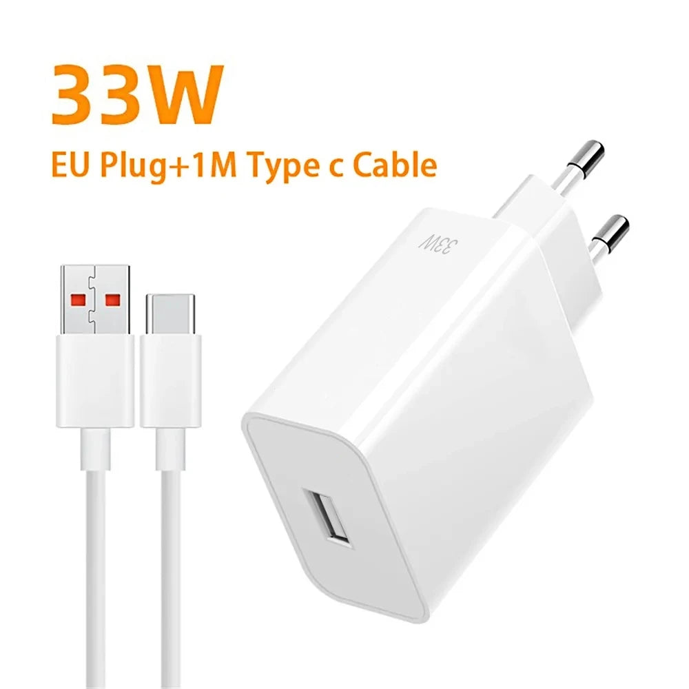 PD 33W Charger Supervooc Fast Charging Phone Charger For Xiaomi OPPO OnePlus realme USB Turbo Quick Charge Adapter Type C Cable