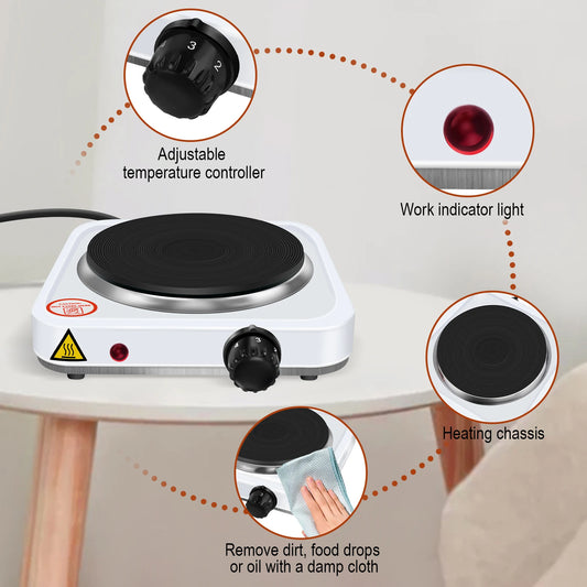 1000W Electric Hot Plate ,5-Gear Single Hot Plate Portable Kitchen Table Top Cooker, for Cooking, Boiling, Stir-Fry,Frying