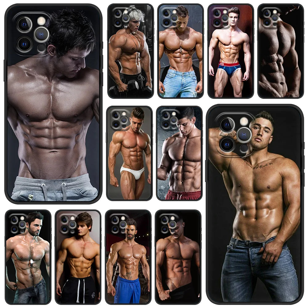 Sexy muscular man Phone Case For iPhone 13 15 14 12 11 Pro MAX XR X SE XS 7 8 Plus Luxury iPhone13 Fundas Soft Silicone Cover