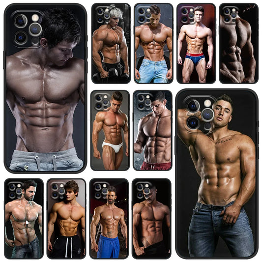 Sexy muscular man Phone Case For iPhone 13 15 14 12 11 Pro MAX XR X SE XS 7 8 Plus Luxury iPhone13 Fundas Soft Silicone Cover