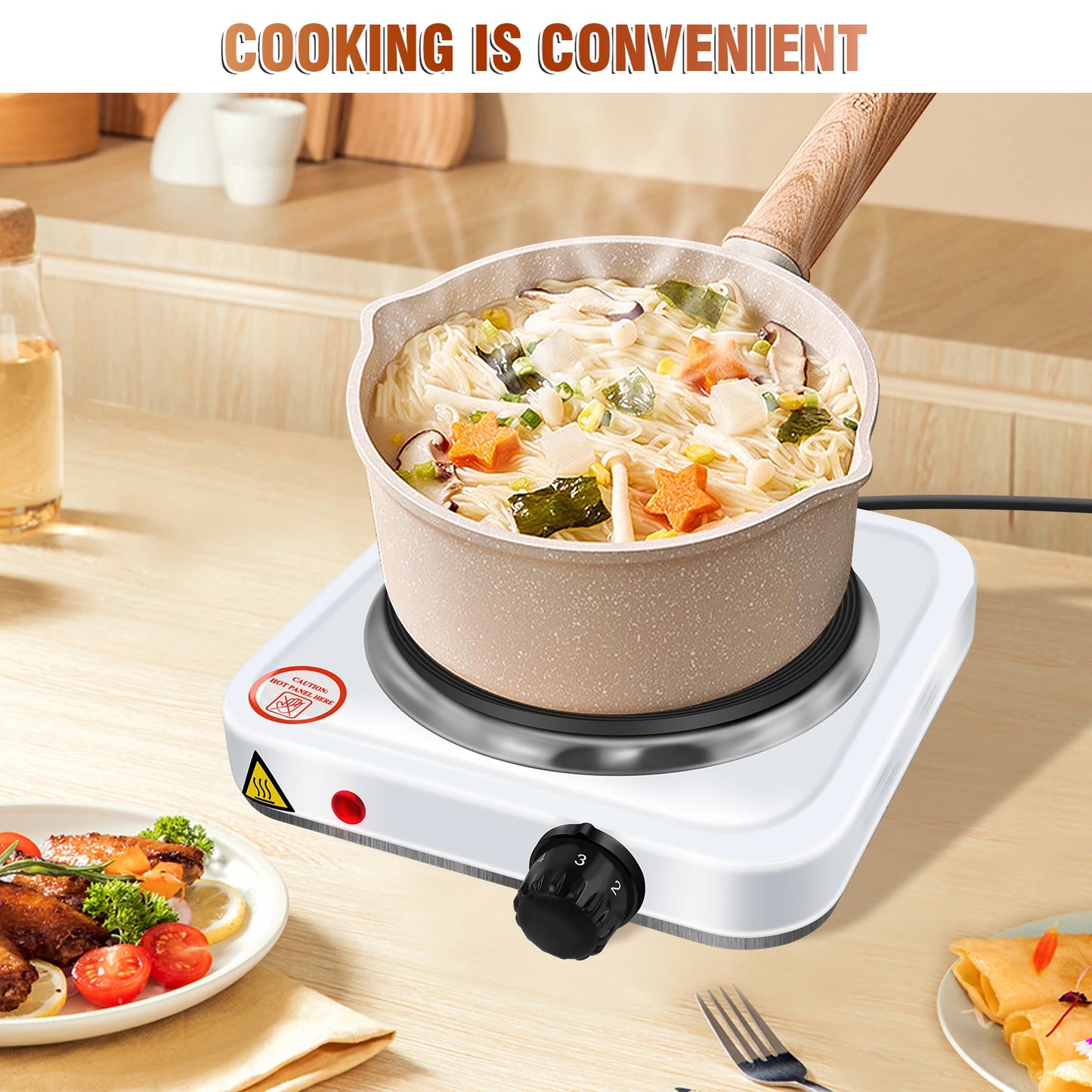 1000W Electric Hot Plate ,5-Gear Single Hot Plate Portable Kitchen Table Top Cooker, for Cooking, Boiling, Stir-Fry,Frying
