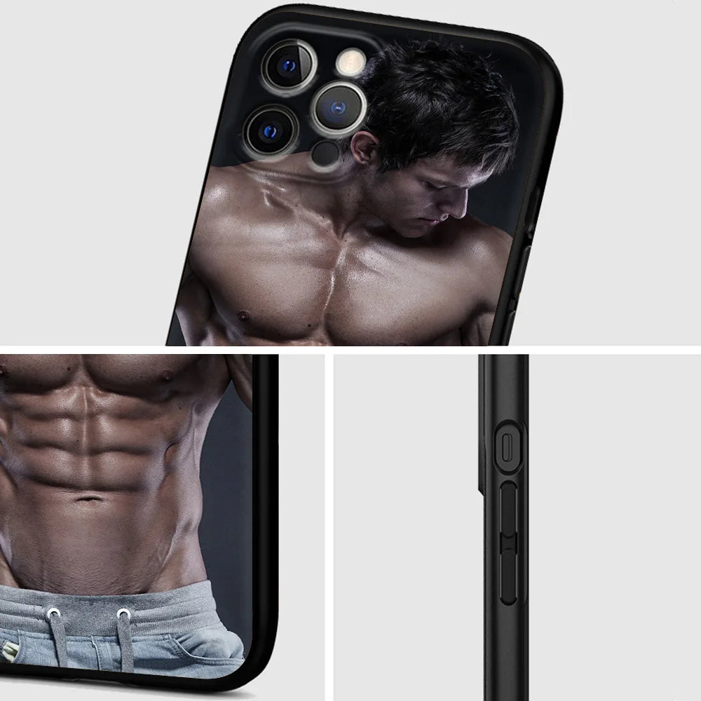 Sexy muscular man Phone Case For iPhone 13 15 14 12 11 Pro MAX XR X SE XS 7 8 Plus Luxury iPhone13 Fundas Soft Silicone Cover