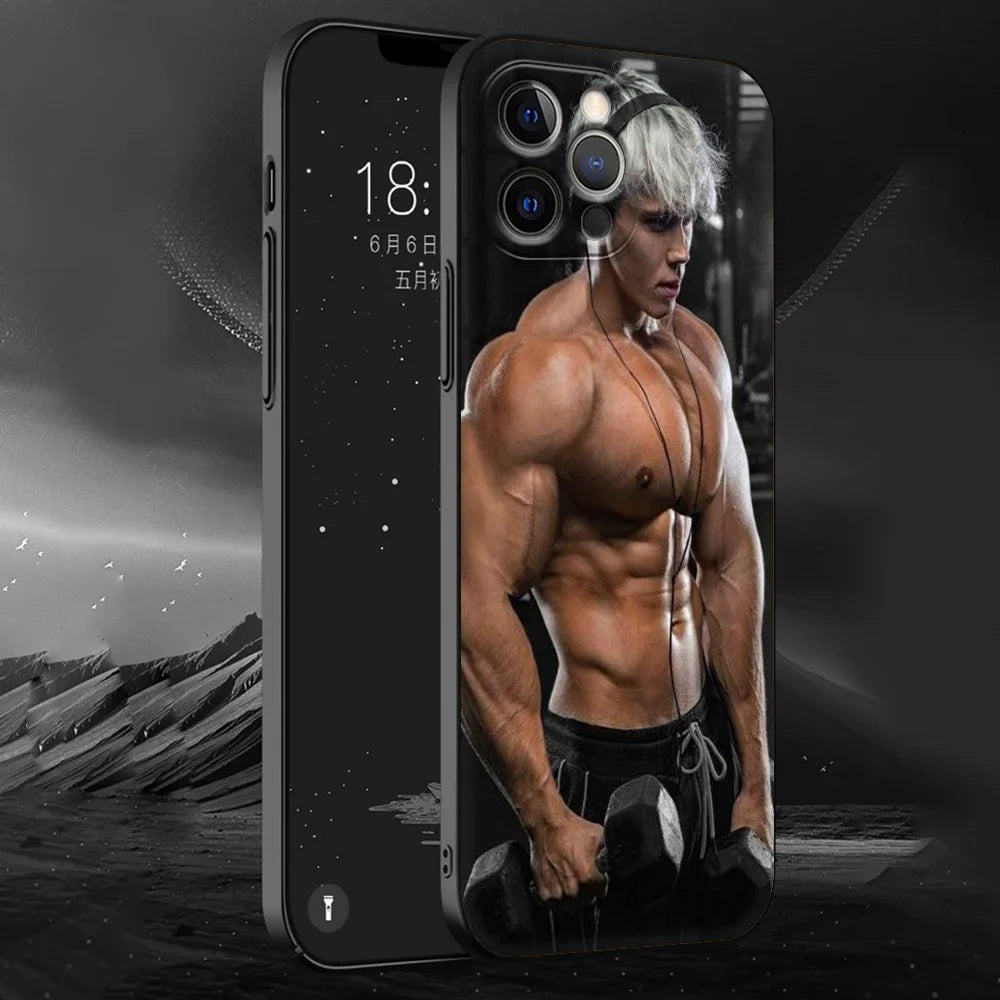 Sexy muscular man Phone Case For iPhone 13 15 14 12 11 Pro MAX XR X SE XS 7 8 Plus Luxury iPhone13 Fundas Soft Silicone Cover