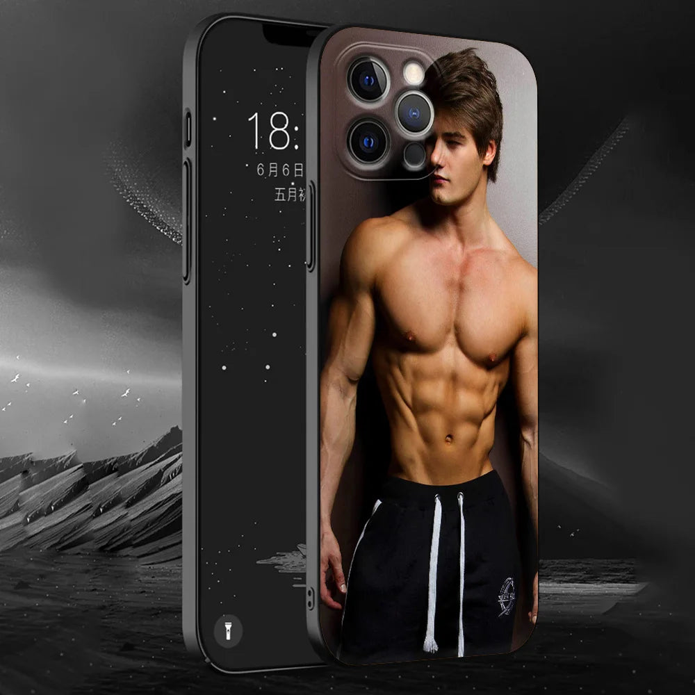 Sexy muscular man Phone Case For iPhone 13 15 14 12 11 Pro MAX XR X SE XS 7 8 Plus Luxury iPhone13 Fundas Soft Silicone Cover