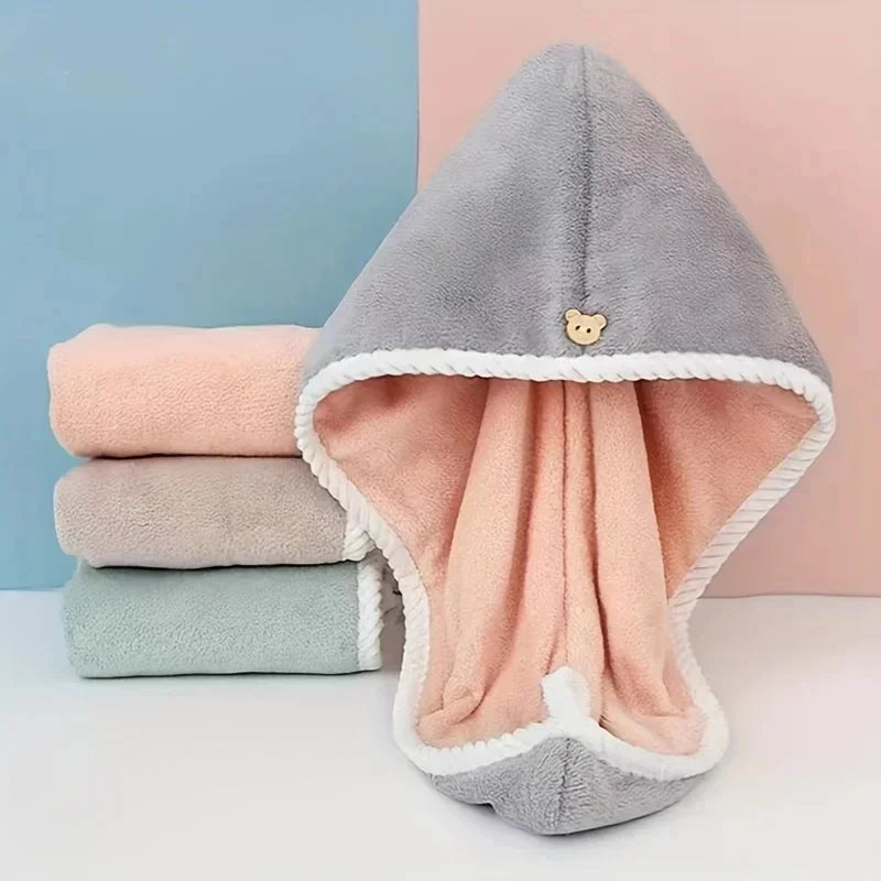 Double-Layered Ultra-Absorbent Microfiber Hair Towel Quick-Dry Design for Shower Gym & Spa Use