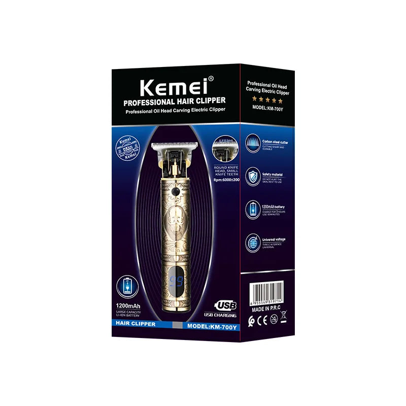 Kemei Metal Professional Hair Trimmer For Men Grooming  Beard Hair Clipper Electric Barber Hair Cutter Machine Rechargeable