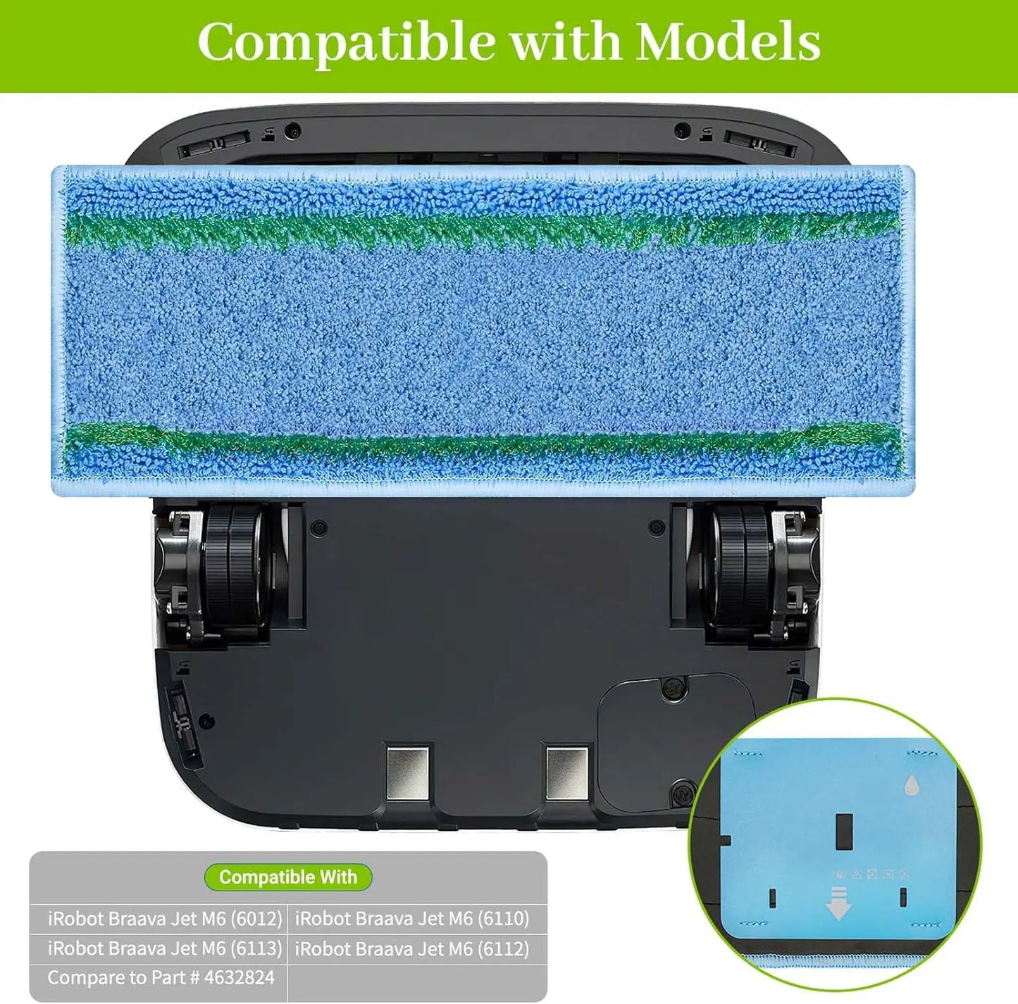 Upgraded Wet Mopping Pads for iRobot Braava Jet M6 Series (6110) (6012) (6112) (6113) Ultimate Robot Mops Accessories Parts