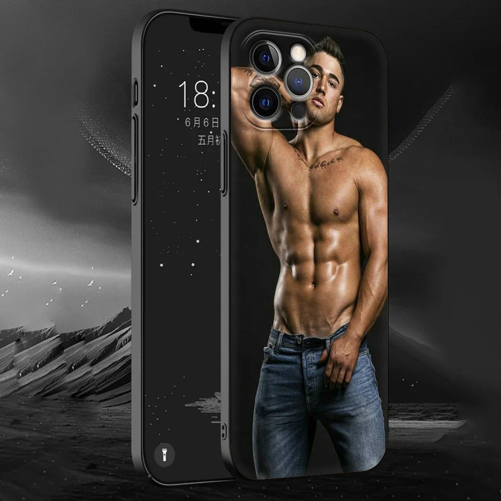 Sexy muscular man Phone Case For iPhone 13 15 14 12 11 Pro MAX XR X SE XS 7 8 Plus Luxury iPhone13 Fundas Soft Silicone Cover