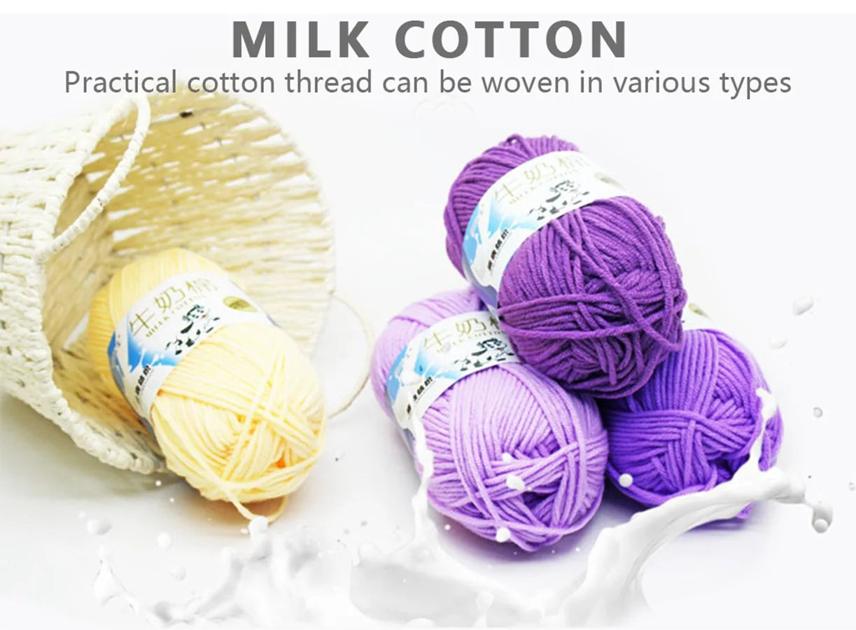 50Gram/Set Milk Cotton Yarn Crochet Line High-quality 5 Strand Milk Fiber Soft Warm Wool DIY Baby Sweater Hand Knitting Scarf