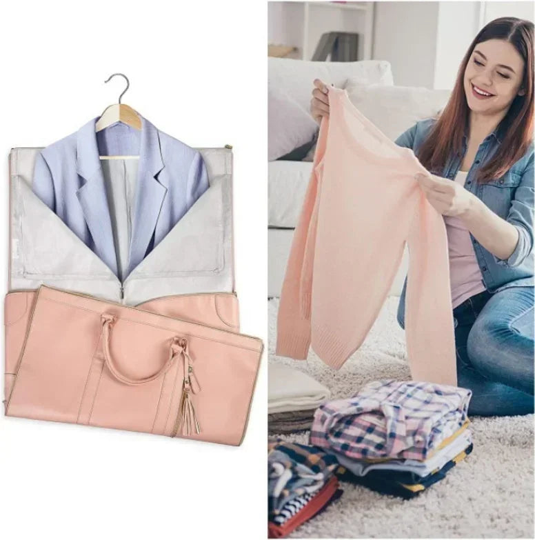 Foldable Women's Travel Convenient Carry-on Clothing Bag Large PU Leather Duffel Bag Women's Business Travel Bag