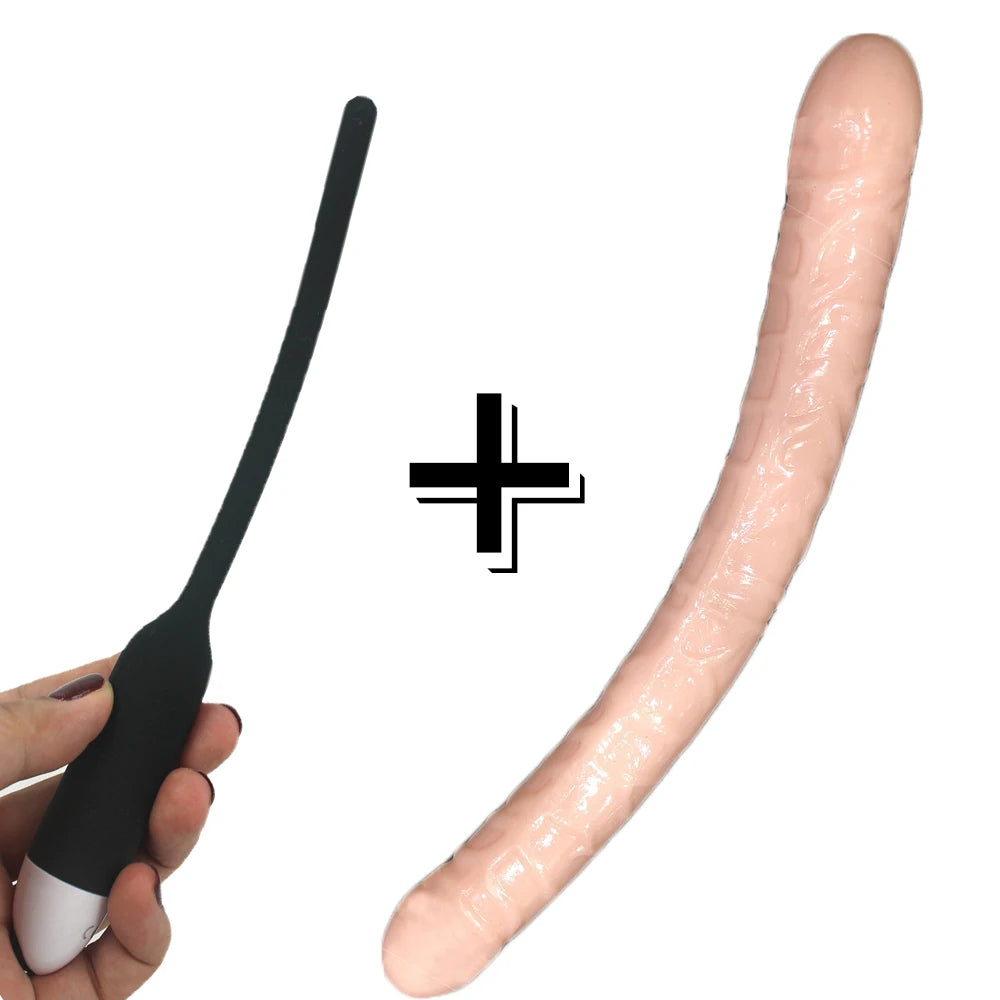 Double Dildo Realistic Penis Lesbian Couple Toys & Bullet Vibrator Sex Toys for Woman Anal Vigina Adult Sex Products