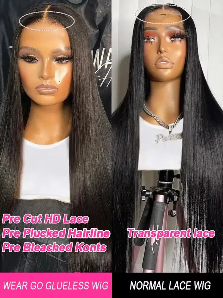 250% High Density Brazilian 30 40Inch Glueless Wig Human Hair Bone Straight 13x4 HD Lace Frontal Human Hair Wigs 7x5 Closure Wig