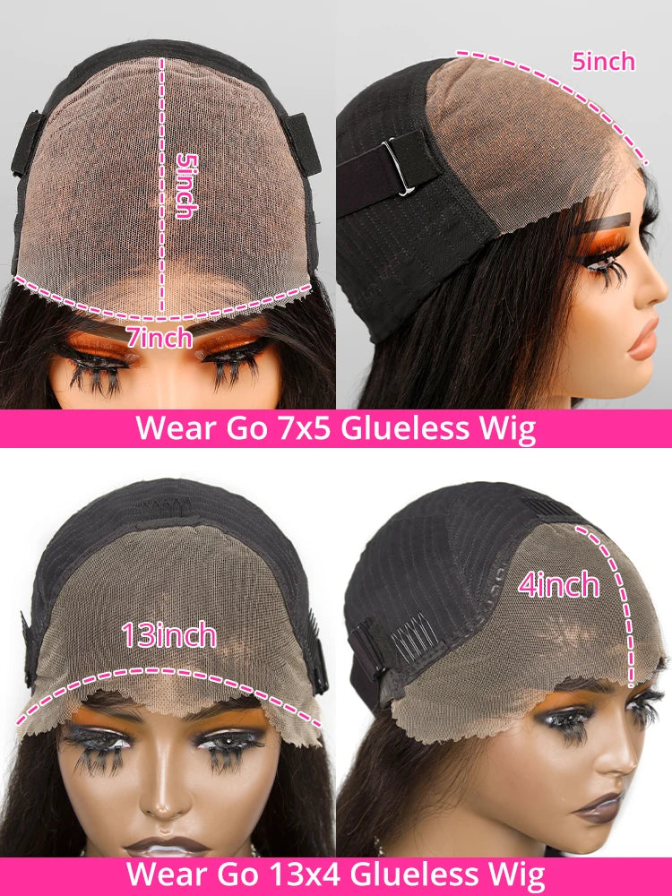 250% High Density Brazilian 30 40Inch Glueless Wig Human Hair Bone Straight 13x4 HD Lace Frontal Human Hair Wigs 7x5 Closure Wig