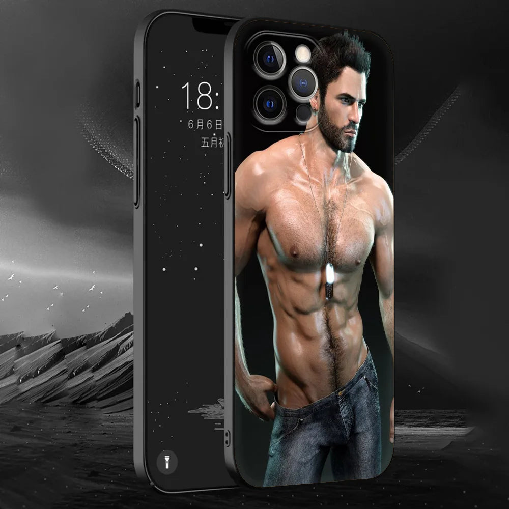 Sexy muscular man Phone Case For iPhone 13 15 14 12 11 Pro MAX XR X SE XS 7 8 Plus Luxury iPhone13 Fundas Soft Silicone Cover