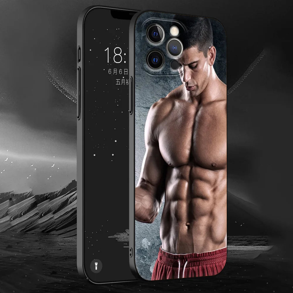 Sexy muscular man Phone Case For iPhone 13 15 14 12 11 Pro MAX XR X SE XS 7 8 Plus Luxury iPhone13 Fundas Soft Silicone Cover