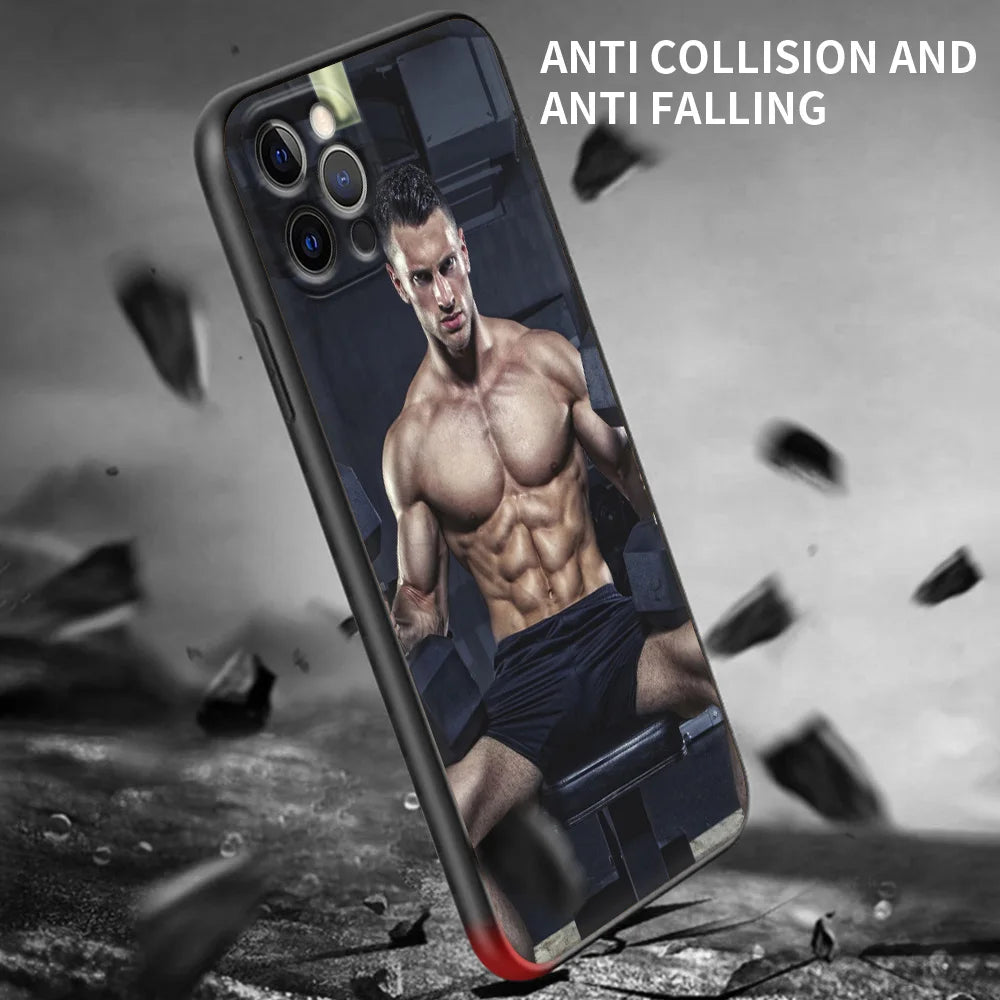 Sexy muscular man Phone Case For iPhone 13 15 14 12 11 Pro MAX XR X SE XS 7 8 Plus Luxury iPhone13 Fundas Soft Silicone Cover