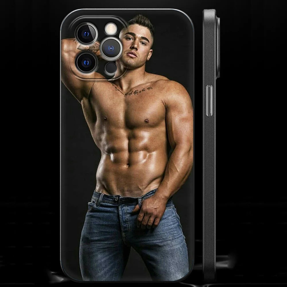 Sexy muscular man Phone Case For iPhone 13 15 14 12 11 Pro MAX XR X SE XS 7 8 Plus Luxury iPhone13 Fundas Soft Silicone Cover