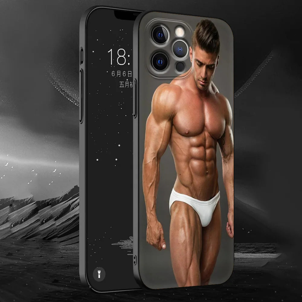 Sexy muscular man Phone Case For iPhone 13 15 14 12 11 Pro MAX XR X SE XS 7 8 Plus Luxury iPhone13 Fundas Soft Silicone Cover