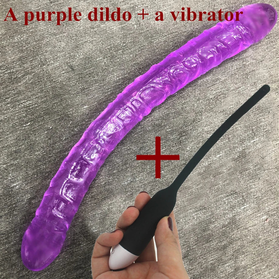 Double Dildo Realistic Penis Lesbian Couple Toys & Bullet Vibrator Sex Toys for Woman Anal Vigina Adult Sex Products