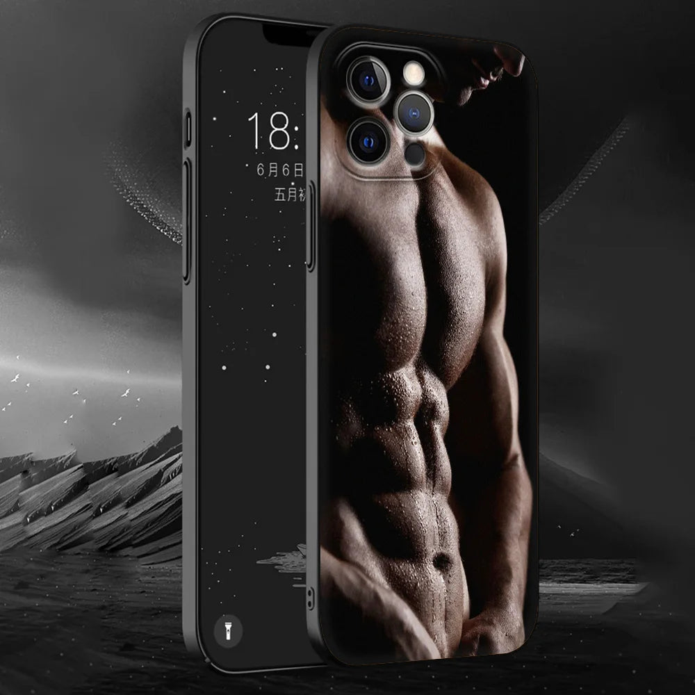 Sexy muscular man Phone Case For iPhone 13 15 14 12 11 Pro MAX XR X SE XS 7 8 Plus Luxury iPhone13 Fundas Soft Silicone Cover