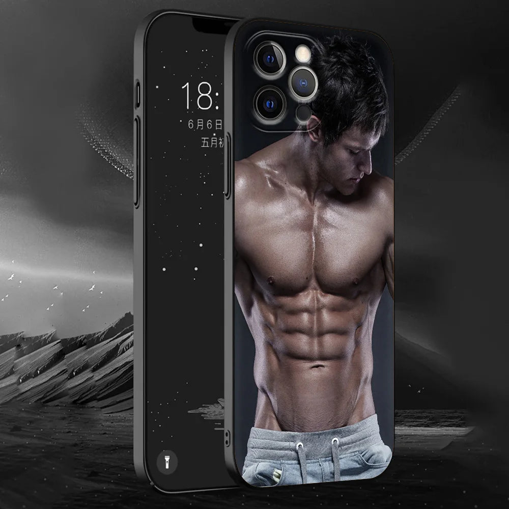 Sexy muscular man Phone Case For iPhone 13 15 14 12 11 Pro MAX XR X SE XS 7 8 Plus Luxury iPhone13 Fundas Soft Silicone Cover