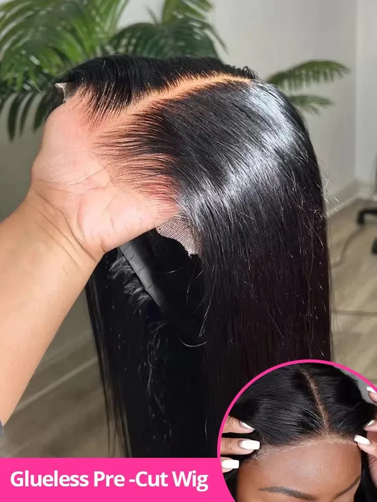 250% High Density Brazilian 30 40Inch Glueless Wig Human Hair Bone Straight 13x4 HD Lace Frontal Human Hair Wigs 7x5 Closure Wig