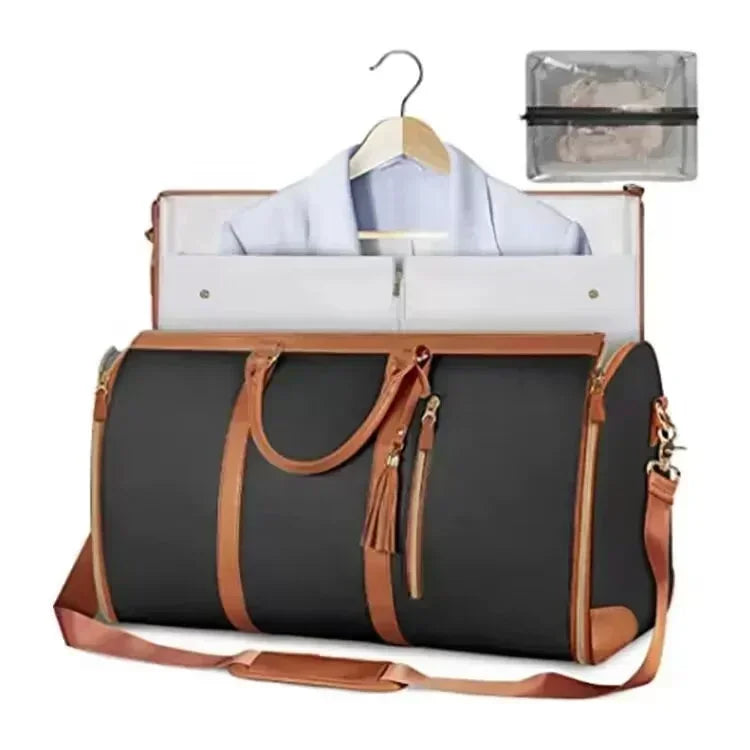 Foldable Women's Travel Convenient Carry-on Clothing Bag Large PU Leather Duffel Bag Women's Business Travel Bag